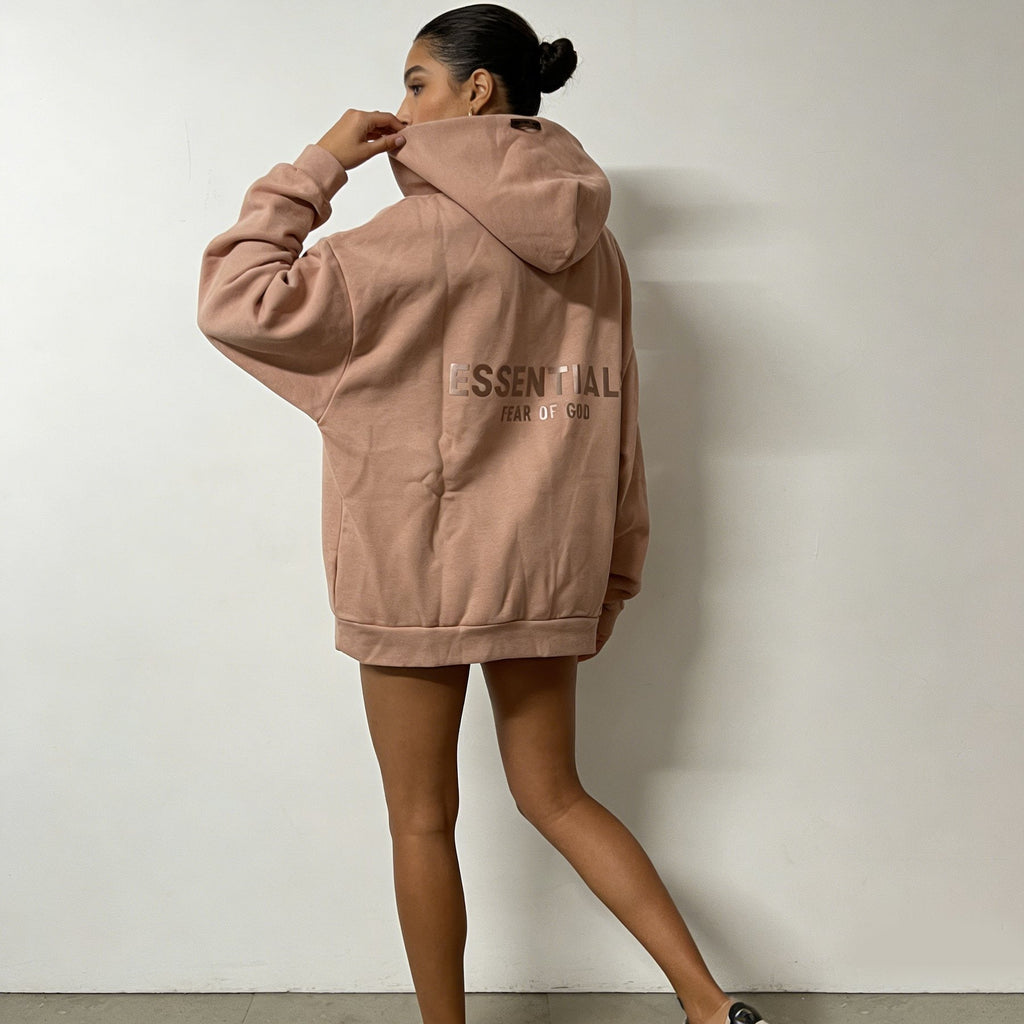 Fear of God Essentials Dusty Pink Hoodie & Pants Matching Set ¡ª context