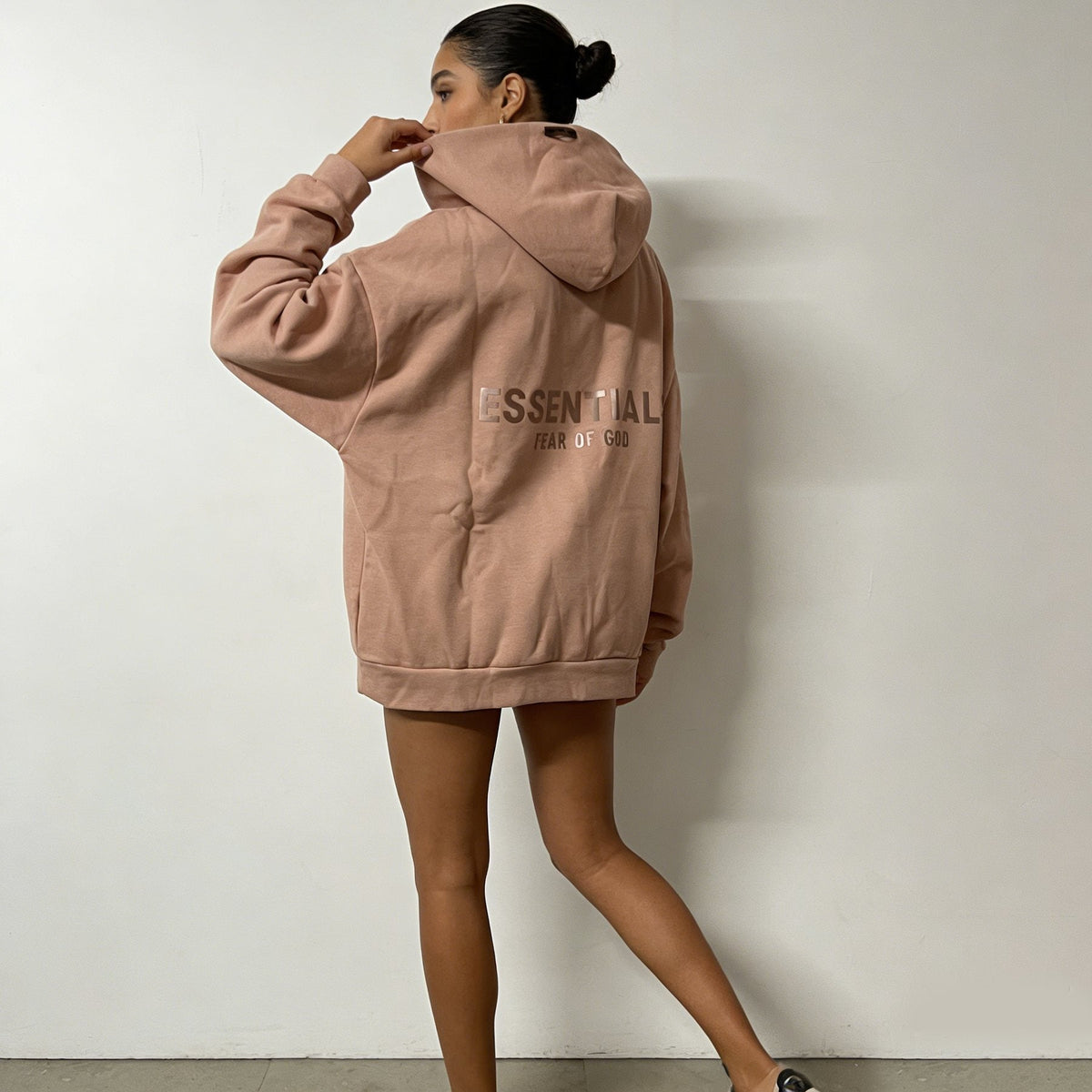 Fear of God Essentials Dusty Pink Hoodie & Pants Matching Set ¡ª context