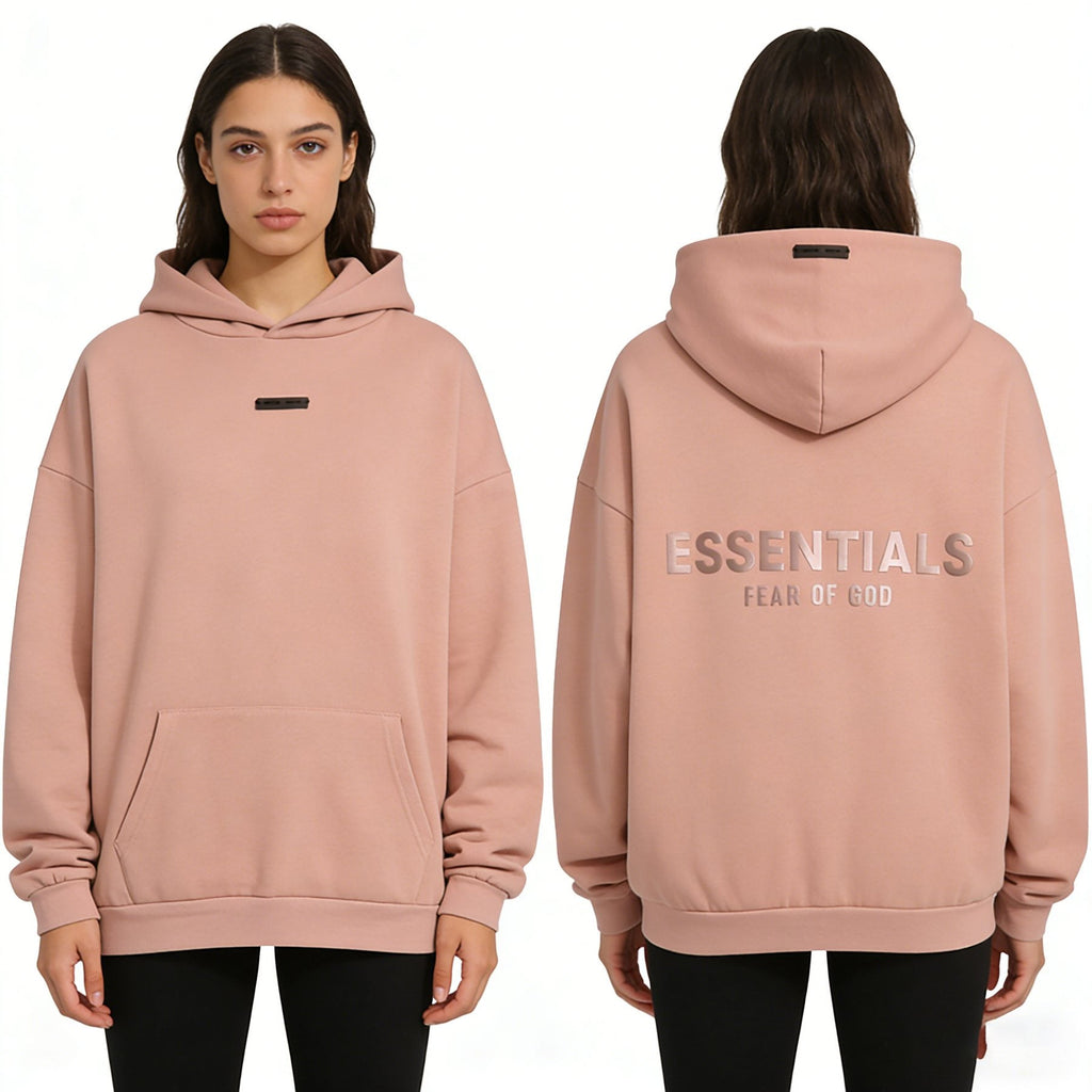 Fear of God Essentials Dusty Pink Hoodie & Pants Matching Set ¡ª context