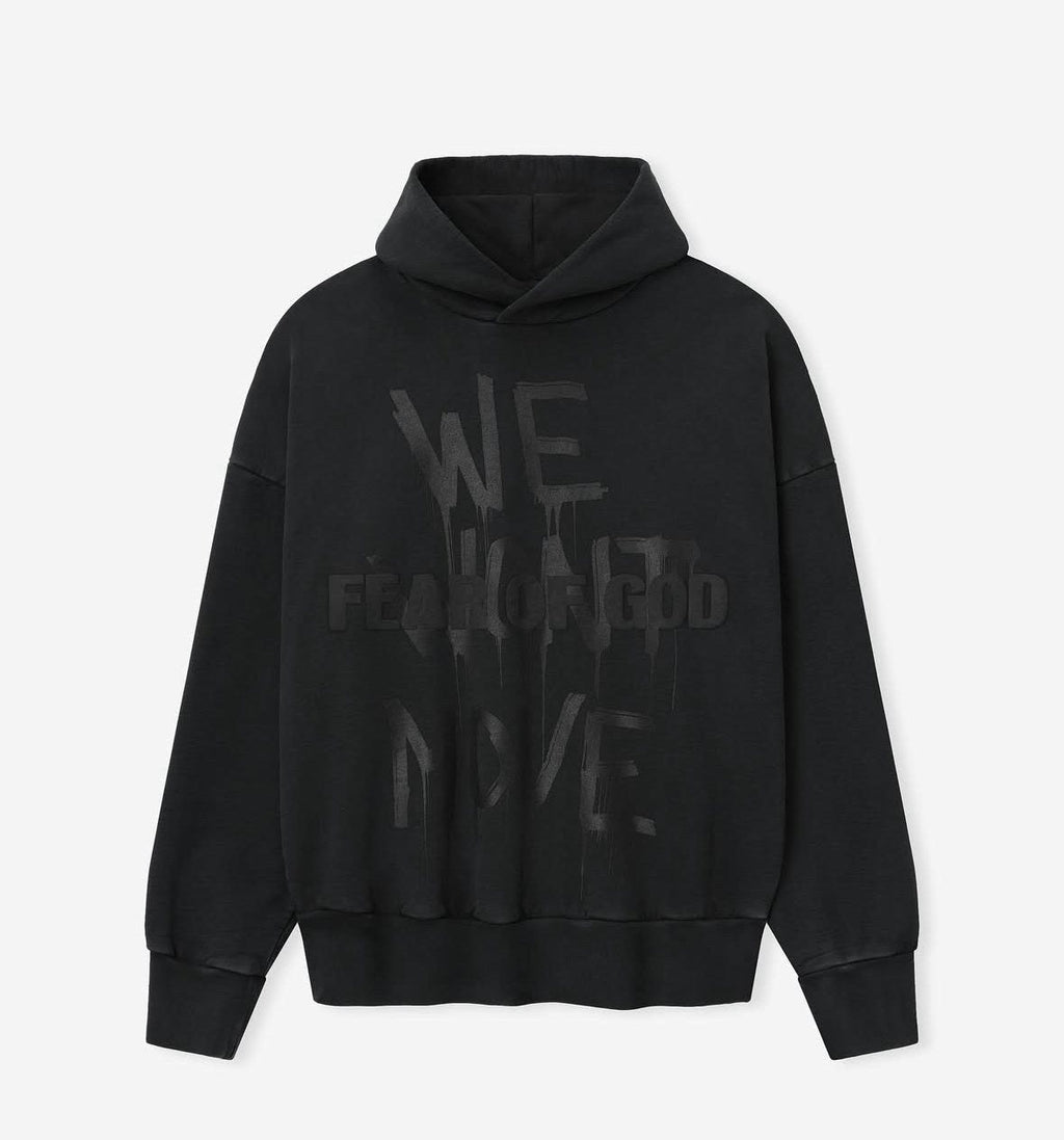 Fear of God Washed Black Side-Pocket Graphic Hoodie ¡ª front
