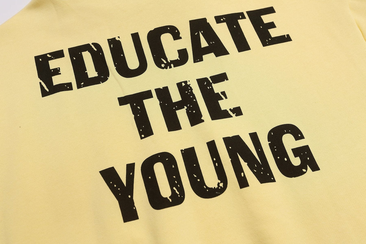 FOG Educate the Young Pale Yellow Hoodie ¡ª detail