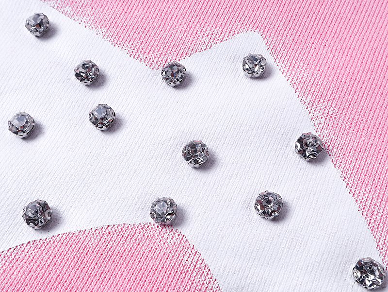 MIXED EMOTION Pink Rhinestone Zip Hoodie ¡ª detail