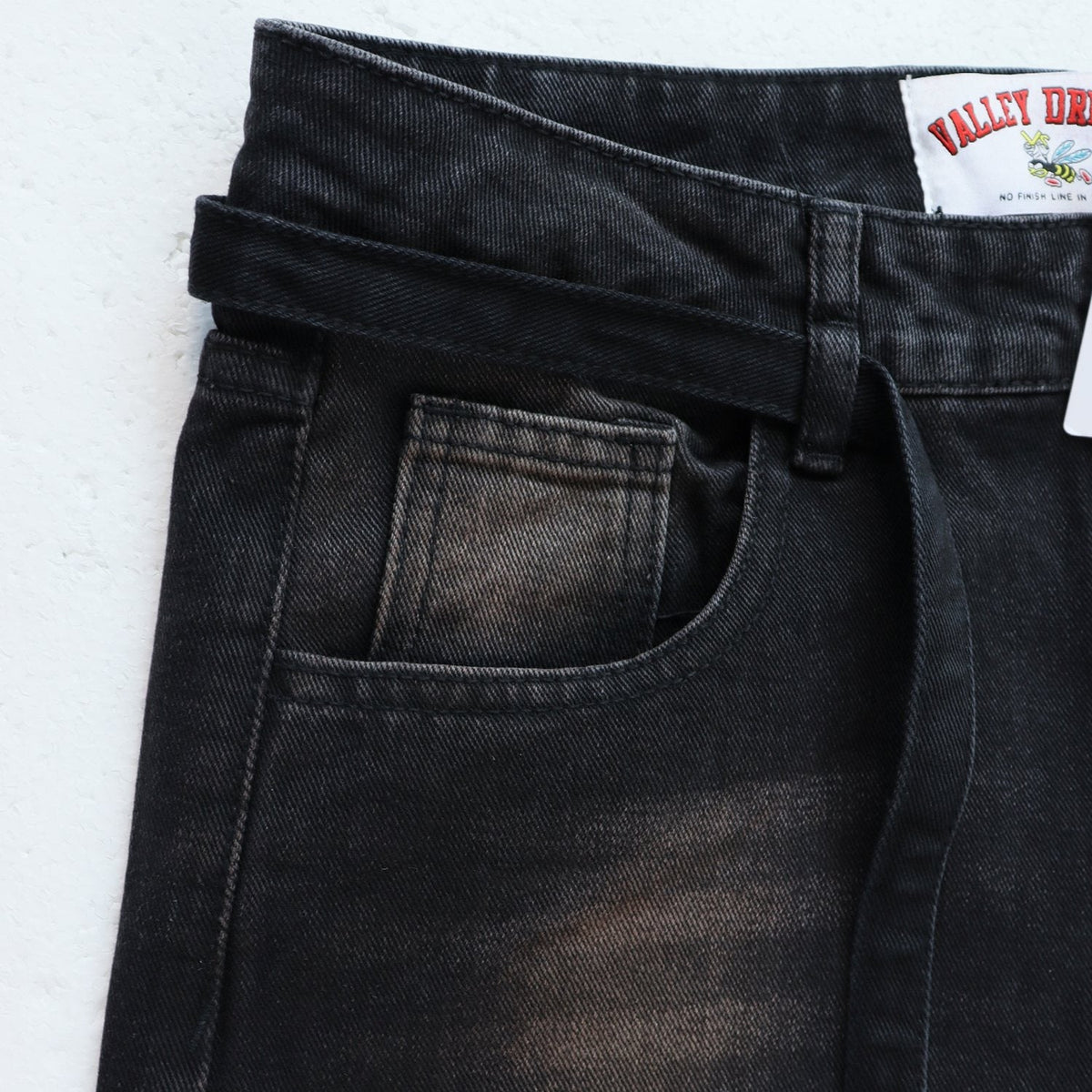 Valley Dreams Black Washed Splatter Wide-Leg Jeans ¡ª detail