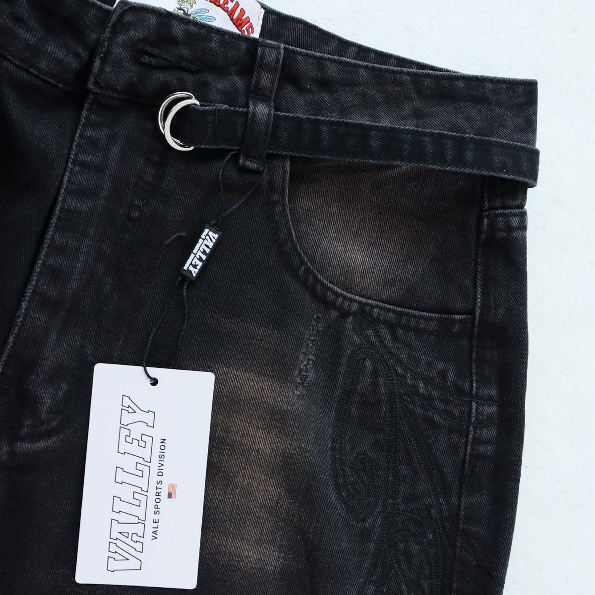 Valley Dreams Black Washed Splatter Wide-Leg Jeans ¡ª detail