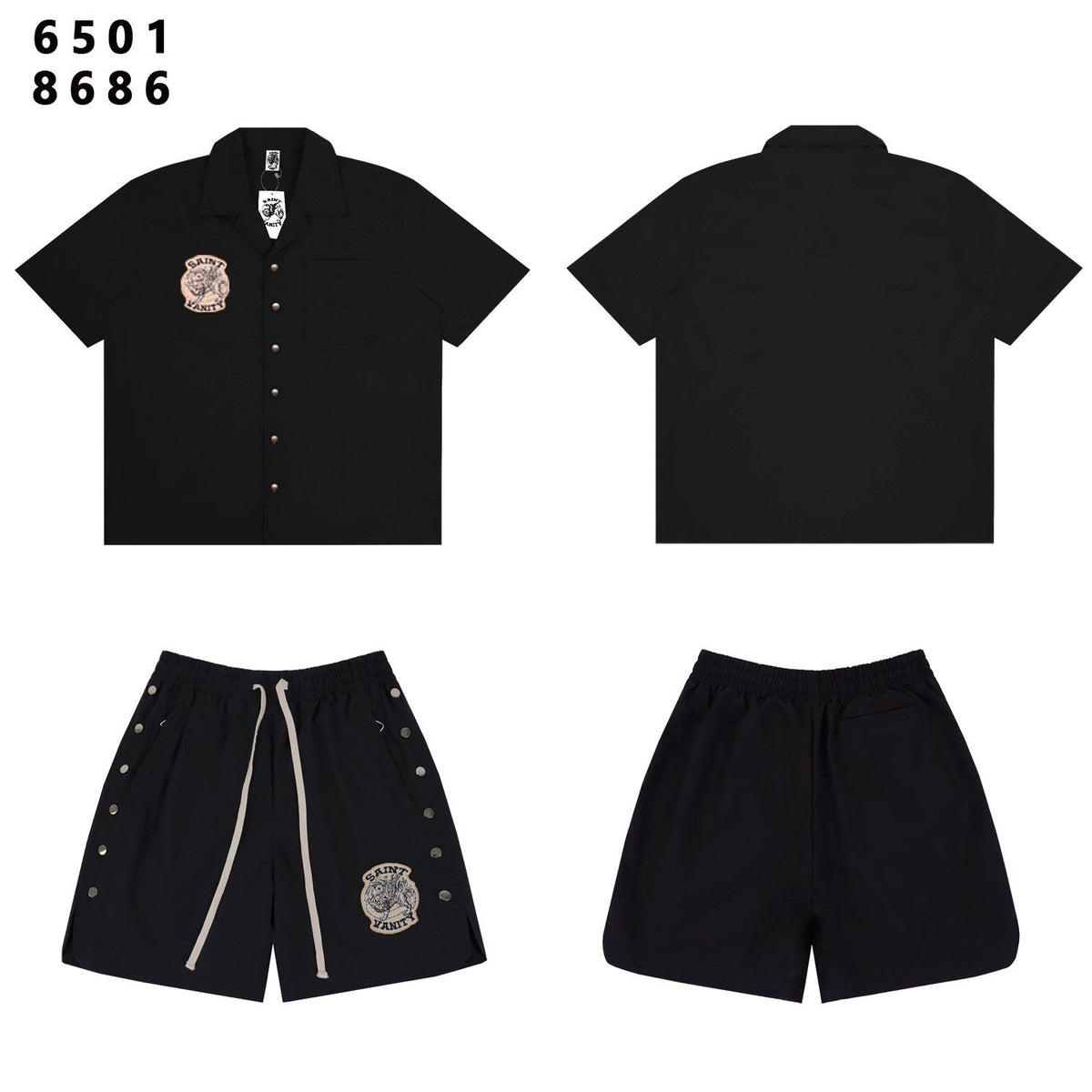 SAINT Tiger Patch Short-Sleeve Shirt & Shorts Set ¡ª front