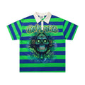 MAJESTIK Green/Blue Striped Skull Graphic Polo Shirt ¡ª hero