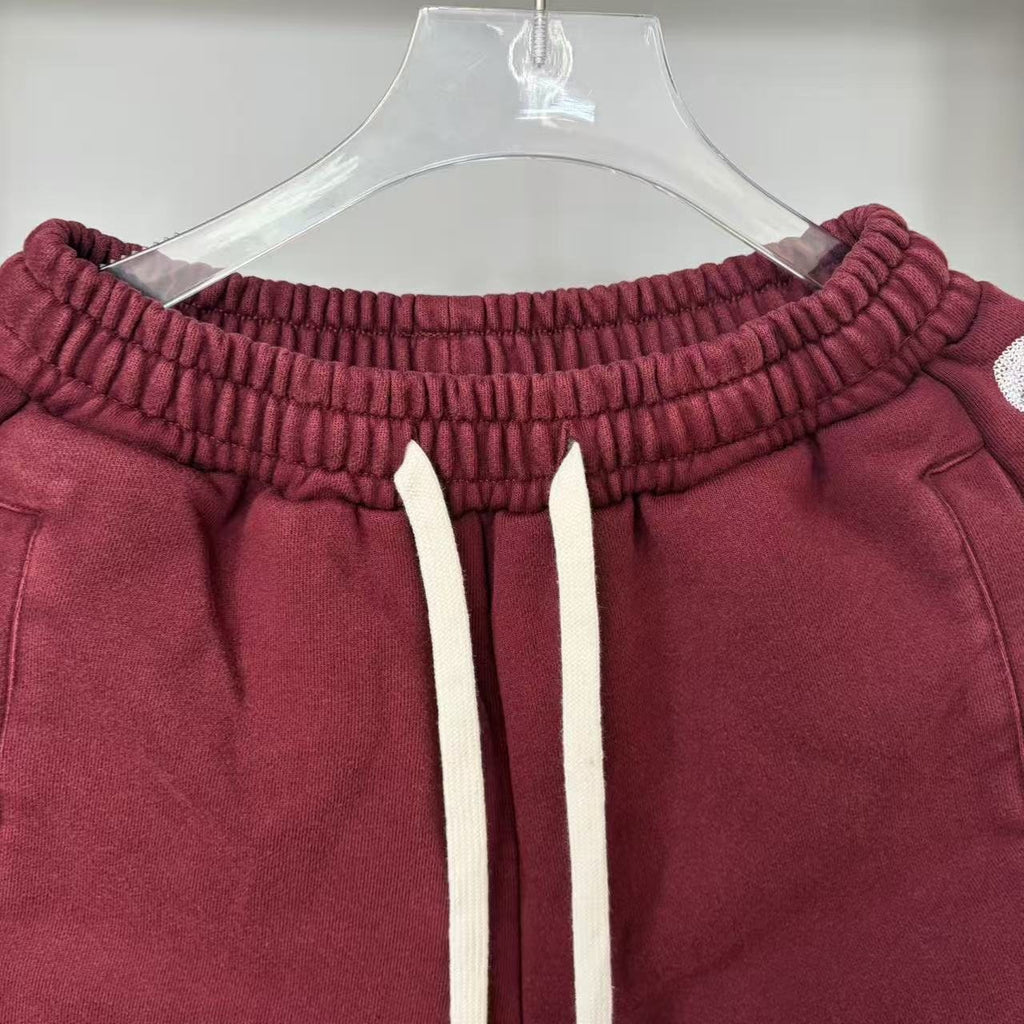 Godspeed Burgundy Side-Letter Graphic Shorts ¡ª detail
