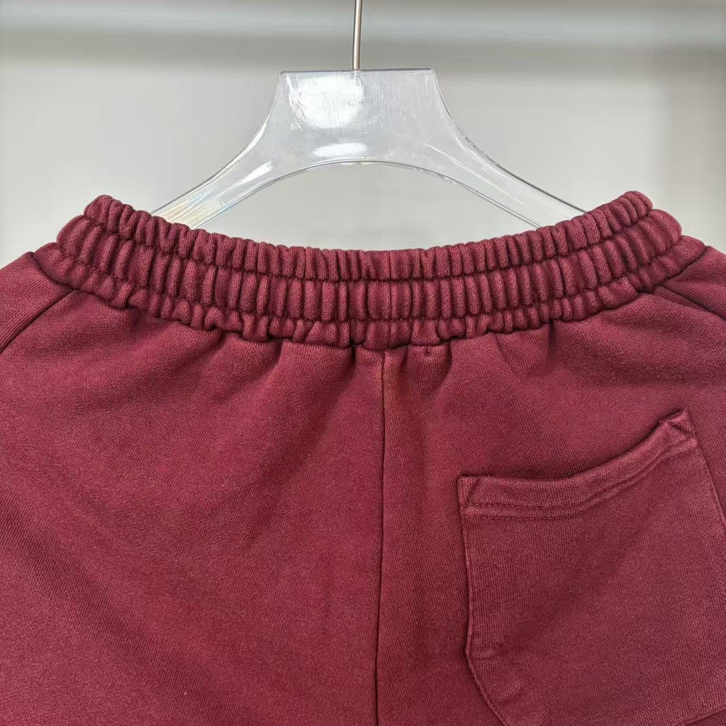 Godspeed Burgundy Side-Letter Graphic Shorts ¡ª detail