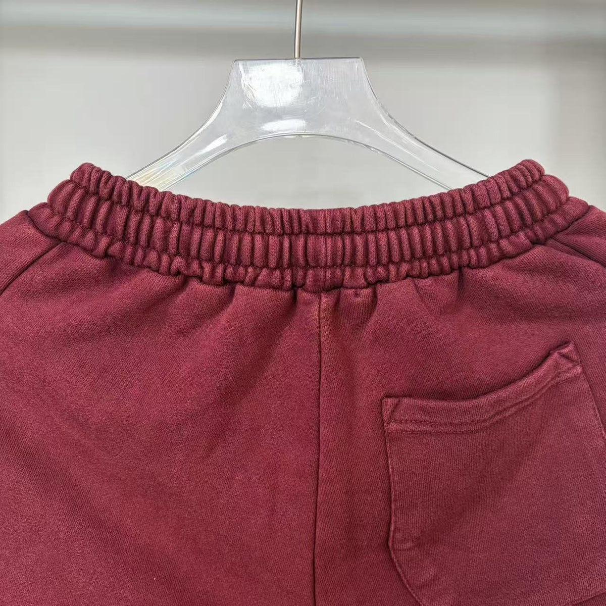 Godspeed Burgundy Side-Letter Graphic Shorts ¡ª detail