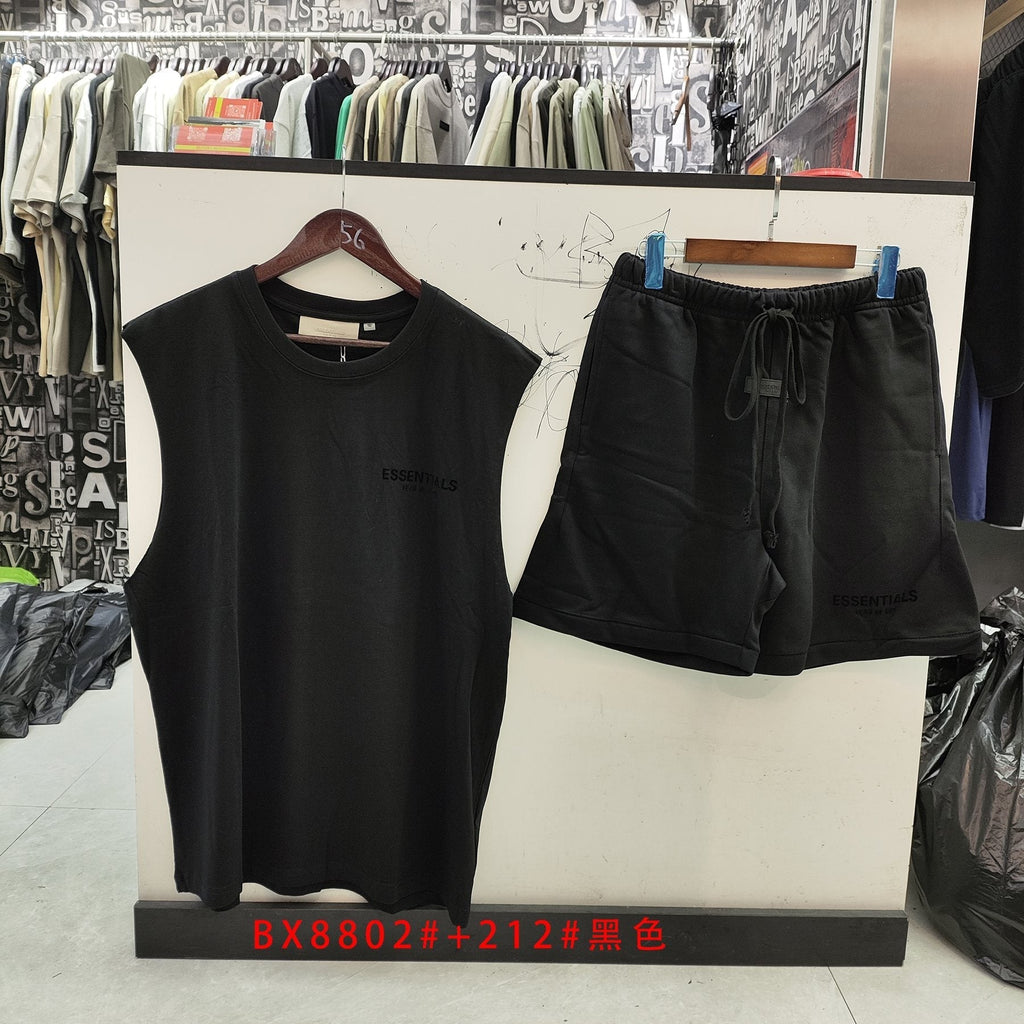ESSENTIALS Sleeveless Top & Drawstring Shorts Set ¡ª front