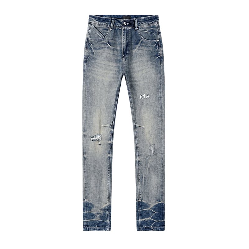 R+A Distressed Washed Blue Jeans ¡ª front