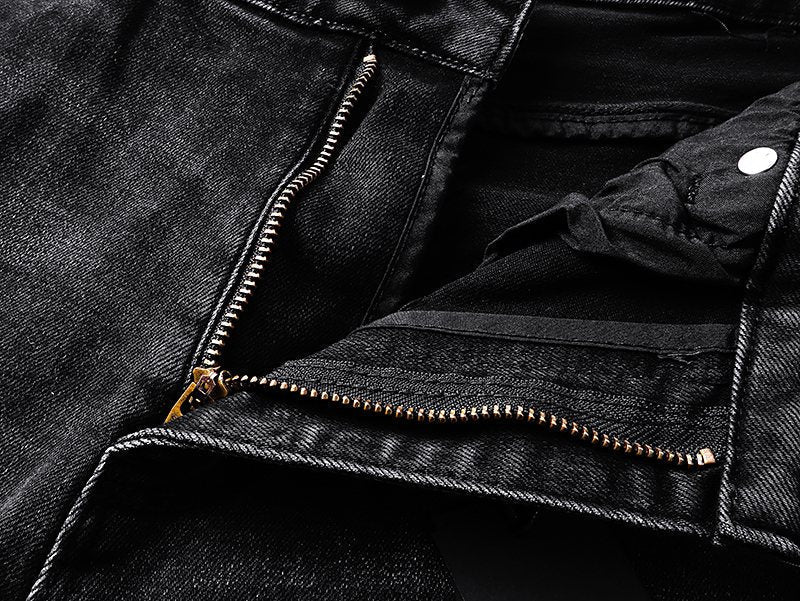 R+A Washed Distressed Black Jeans ¡ª detail