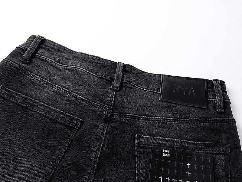 R+A Washed Distressed Black Jeans ¡ª detail