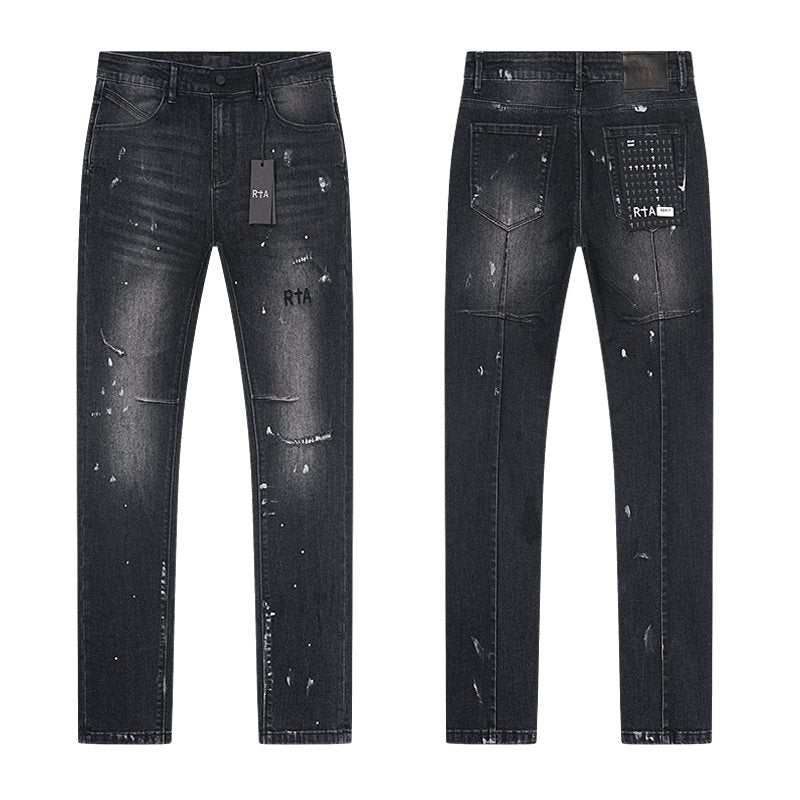R+A Black Washed Distressed Skinny Jeans ¡ª hero