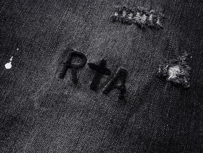 R+A Black Washed Distressed Skinny Jeans ¡ª detail
