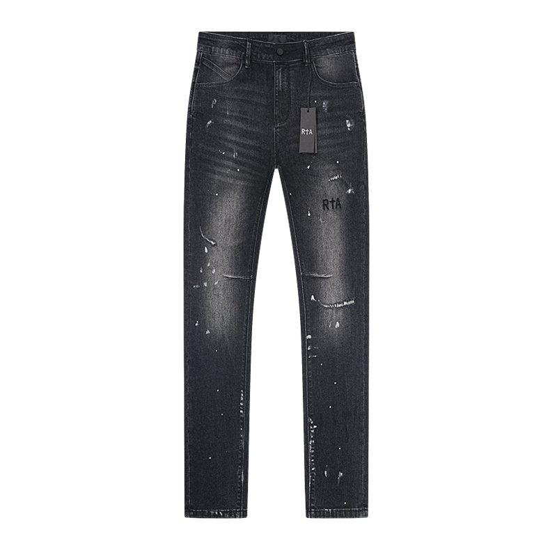 R+A Black Washed Distressed Skinny Jeans ¡ª front