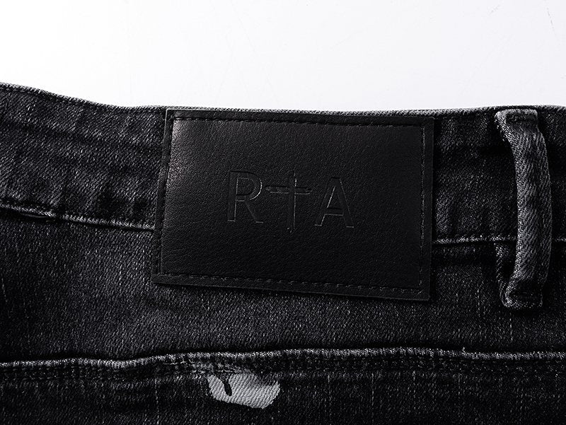 R+A Black Washed Distressed Skinny Jeans ¡ª detail