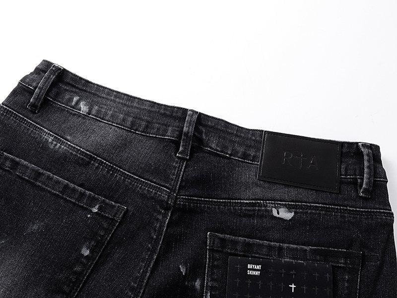 R+A Black Washed Distressed Skinny Jeans ¡ª detail