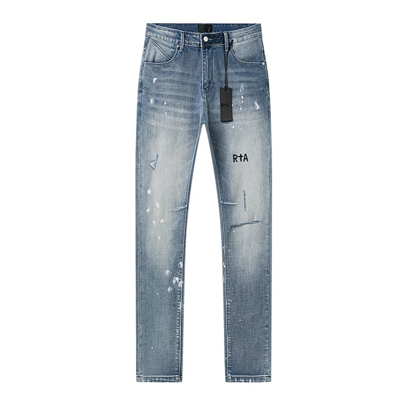 R+A Light Blue Paint-Splatter Patchwork Jeans ¡ª hero