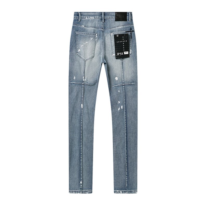 R+A Light Blue Paint-Splatter Patchwork Jeans ¡ª back