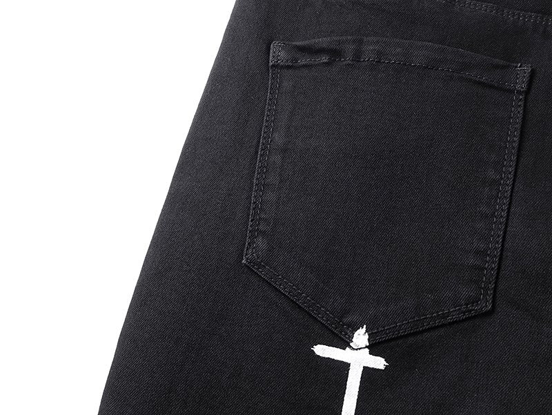 R+A Black Cross Graphic Jeans ¡ª detail