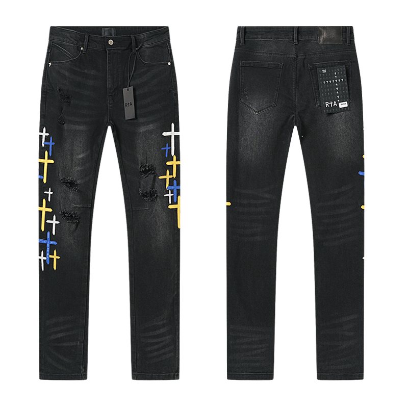 R+A Cross Embroidered Distressed Jeans ¡ª hero
