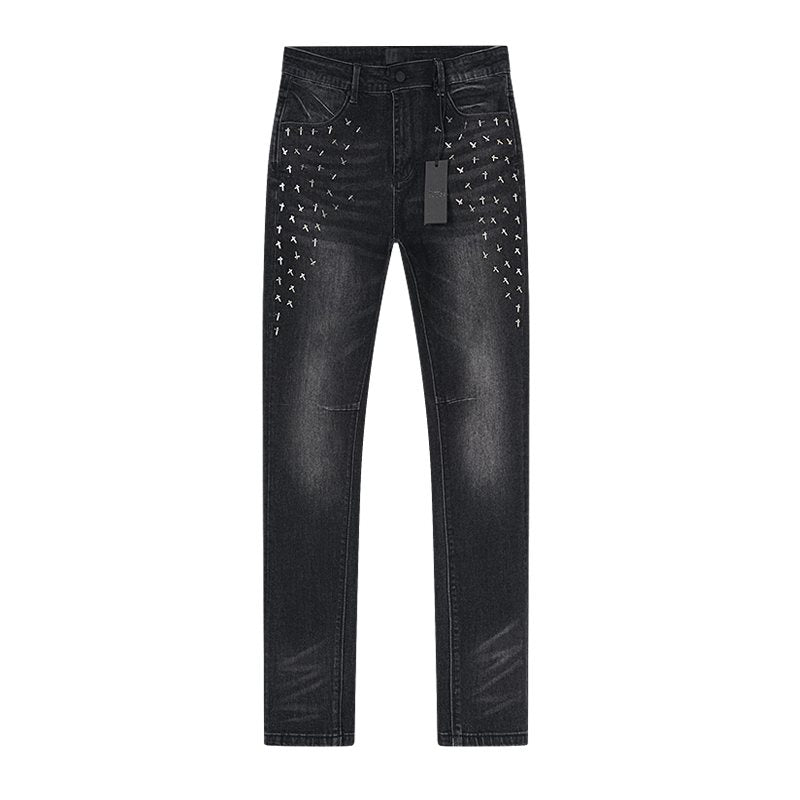 R+A Cross-Stud Washed Black Jeans ¡ª hero