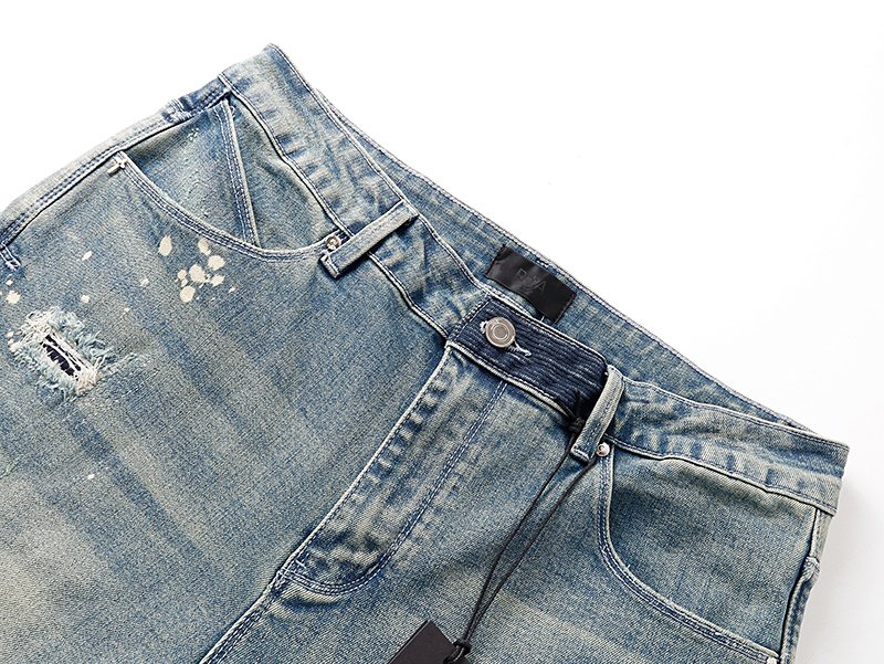 R+A Light Blue Distressed Paint Splatter Jeans ¡ª detail