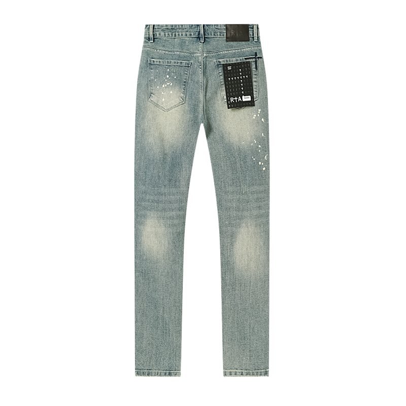 R+A Light Blue Distressed Paint Splatter Jeans ¡ª back