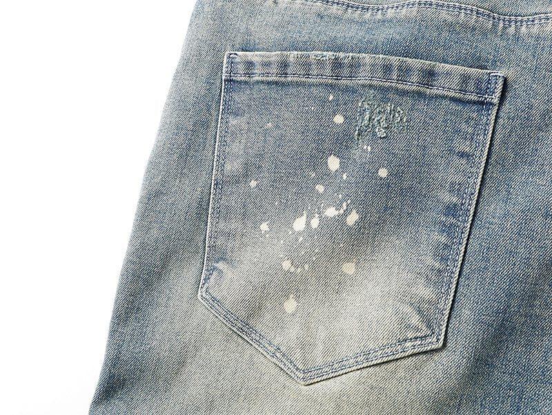 R+A Light Blue Distressed Paint Splatter Jeans ¡ª detail