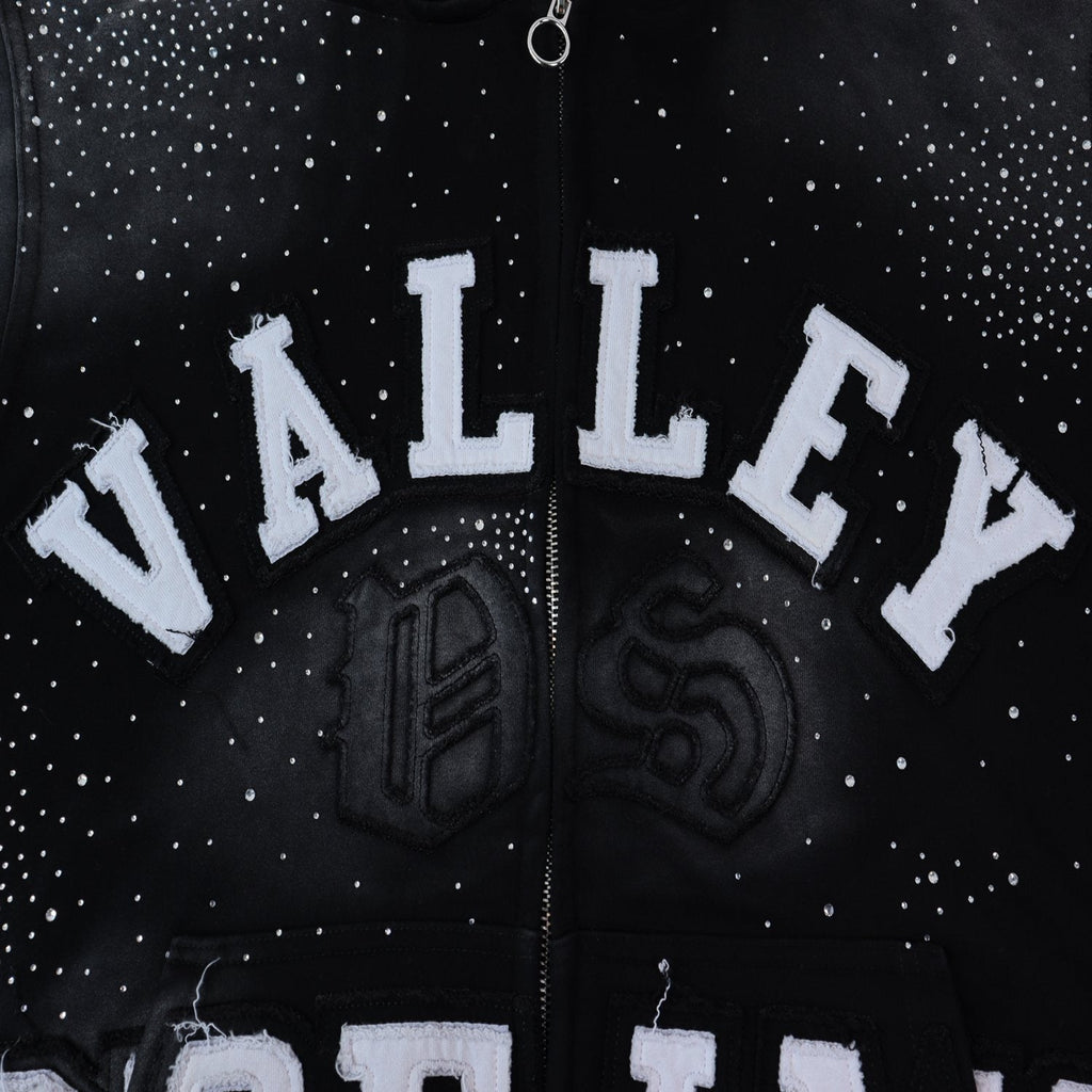 Valley Dreams Washed Rhinestone Zip Hoodie ¡ª fabric_closeup
