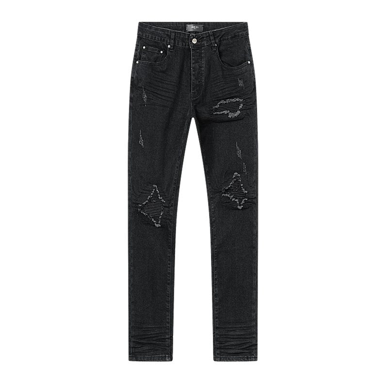 AMIRI Black Distressed Ribbed Knee Jeans ¡ª hero