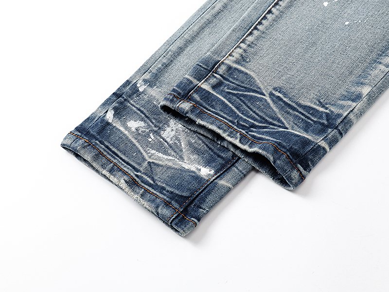 Amiri Light Blue Distressed Leg Print Jeans ¡ª detail
