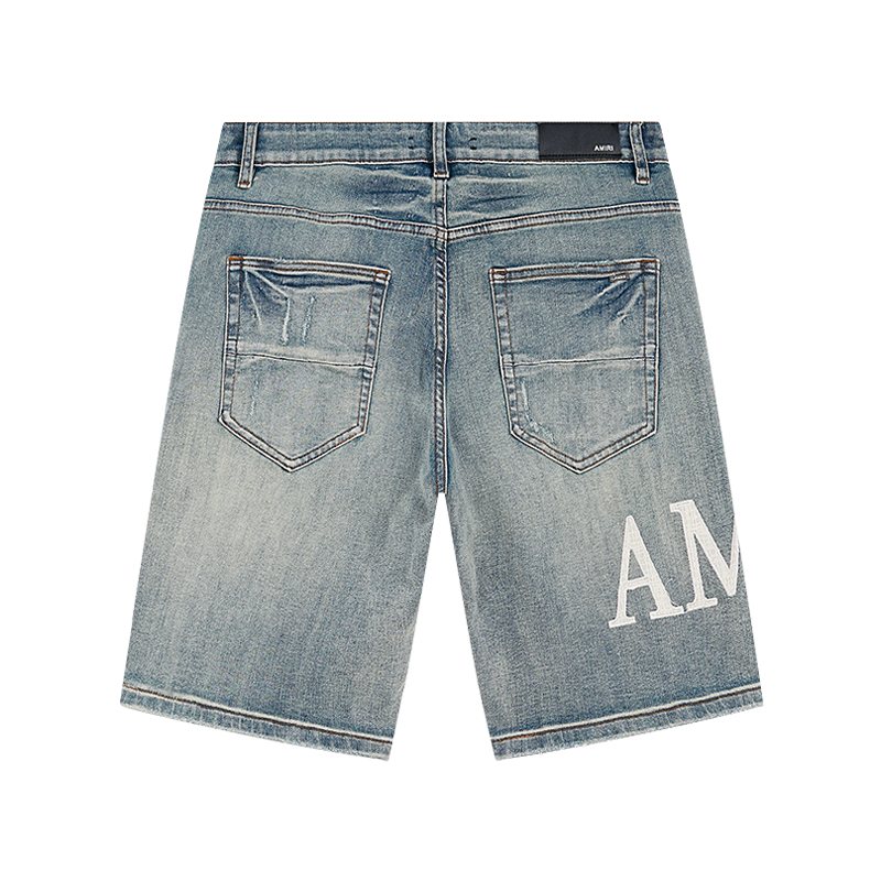 AMIRI Light Blue Distressed Denim Shorts ¡ª back