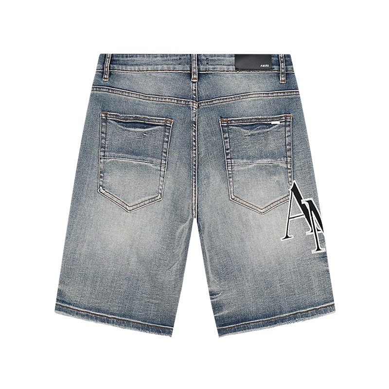 AMIRI Logo Graphic Light Blue Denim Shorts ¡ª back