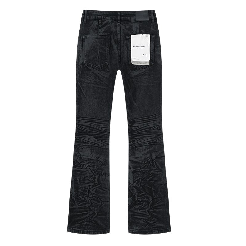 Purple Brand Black Coated Crinkle Flared Jeans ¡ª back