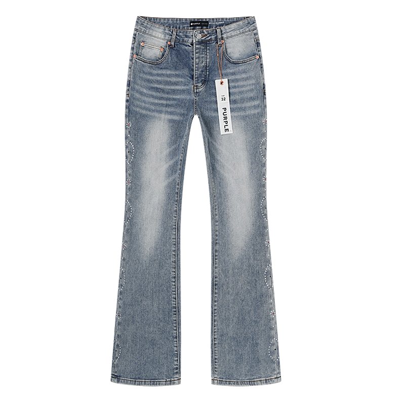 Purple Brand Light Blue Washed Flare Jeans ¡ª front