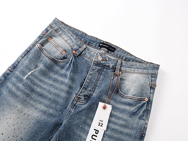 Purple Brand Light Blue Distressed Flare Jeans ¡ª detail