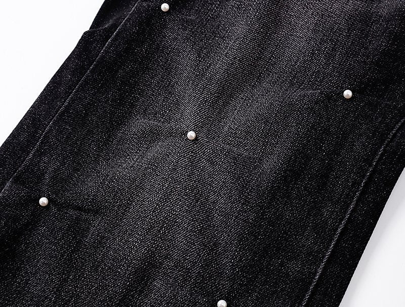 Purple Brand Black Embellished Jeans ¡ª detail