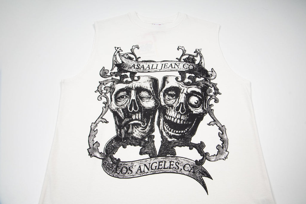 ASAALL White Graphic Sleeveless T-Shirt ¡ª front