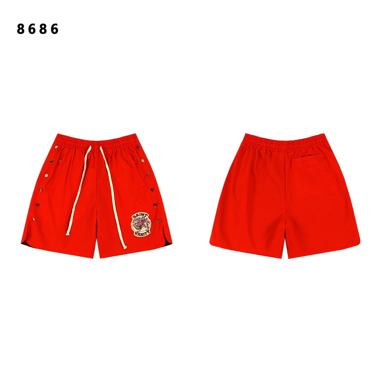 SAINT Vanity Embroidered Patch Shorts ¡ª front