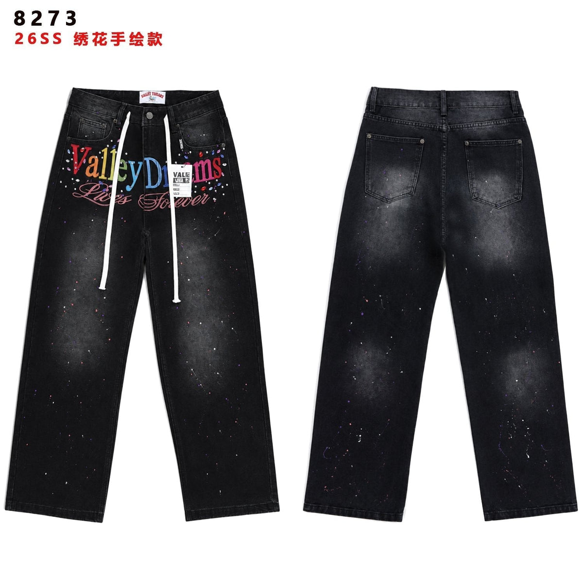 Valley Dreams Lives Forever Paint-Splatter Jeans ¡ª hero