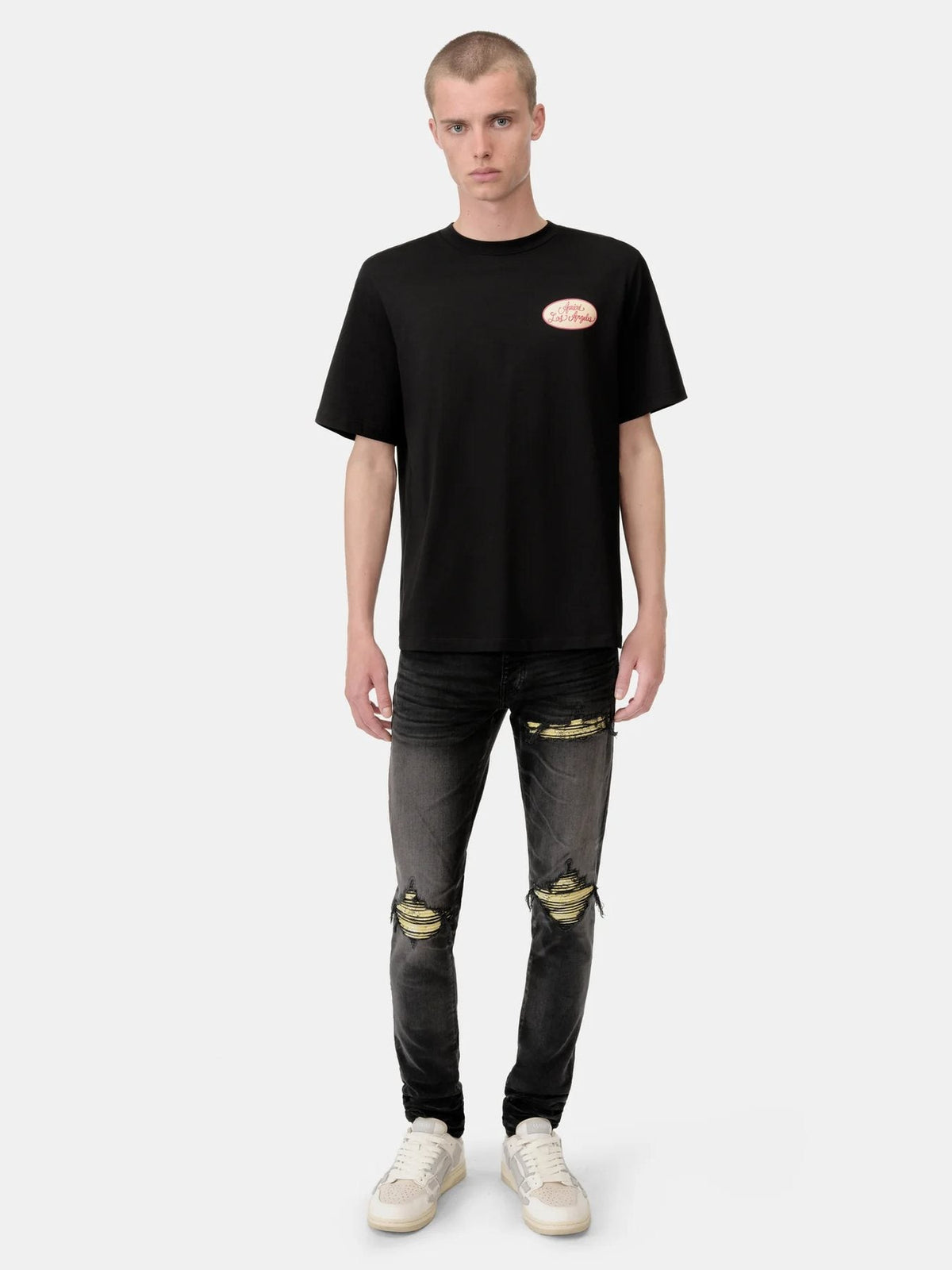 AMIRI Multi-Patch Back Graphic T-Shirt ¡ª model