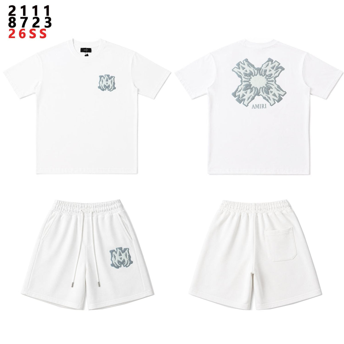 AMIRI Ice Blue Flame Graphic Short-Sleeve Set ¡ª front