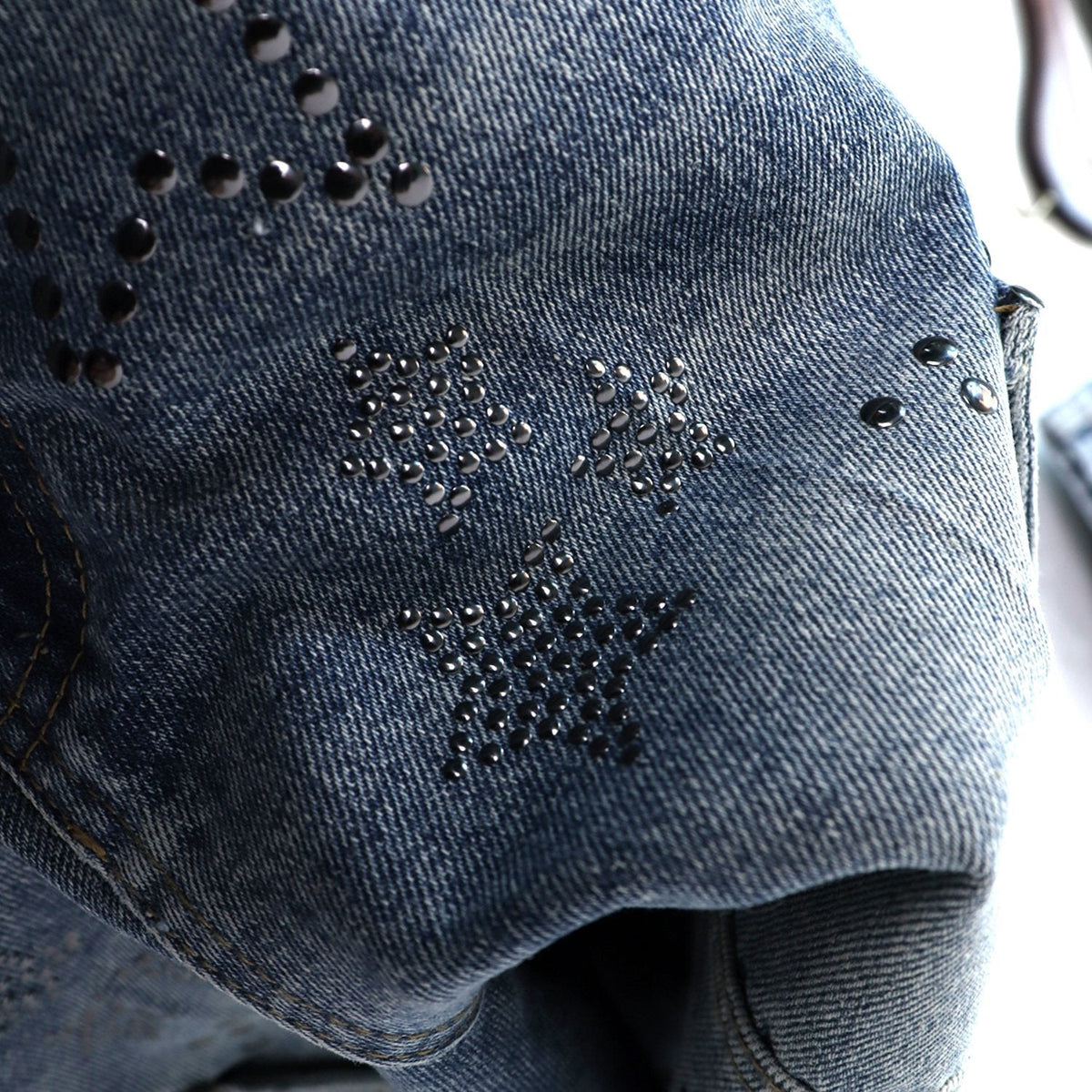 VALLEY Star Rhinestone Denim Cargo Shorts ¡ª detail