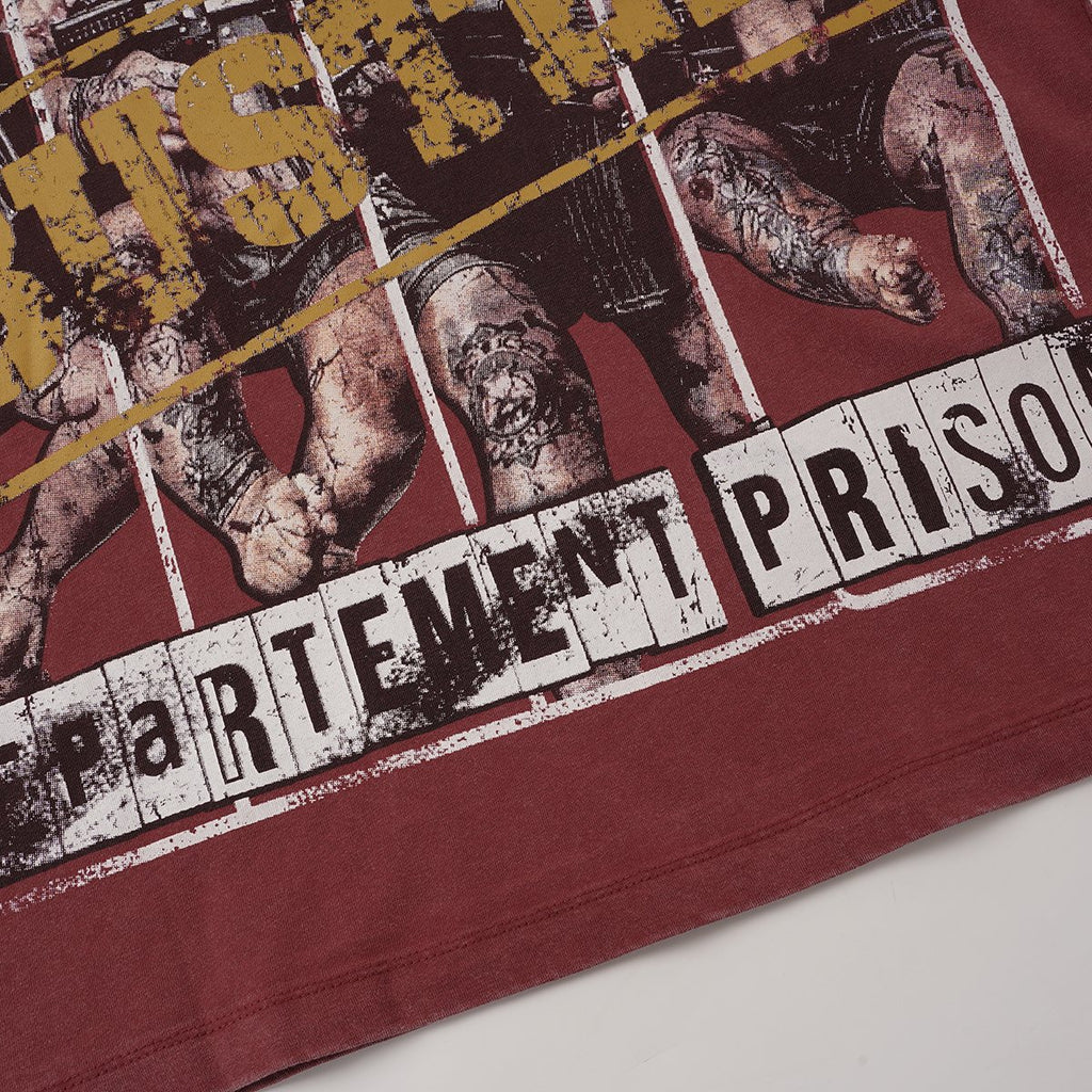 SAINT Rhinestone Distressed Graphic T-Shirt ¡ª detail