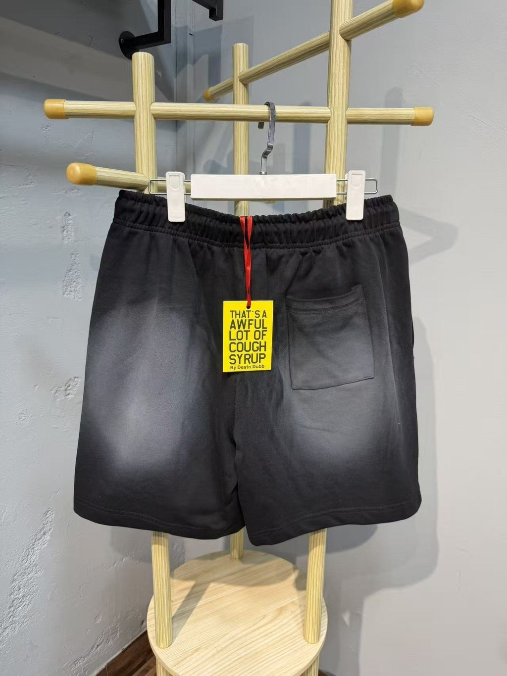 THAT'S A AWFUL LOT OF COUGH SYRUP Black Graphic Drawstring Shorts ¡ª back