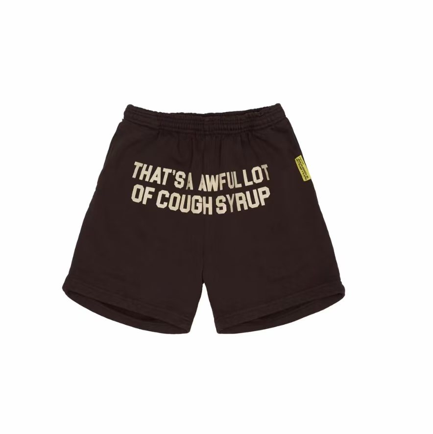 THAT'S A AWFUL LOT OF COUGH SYRUP Black Text Graphic Shorts ¡ª back