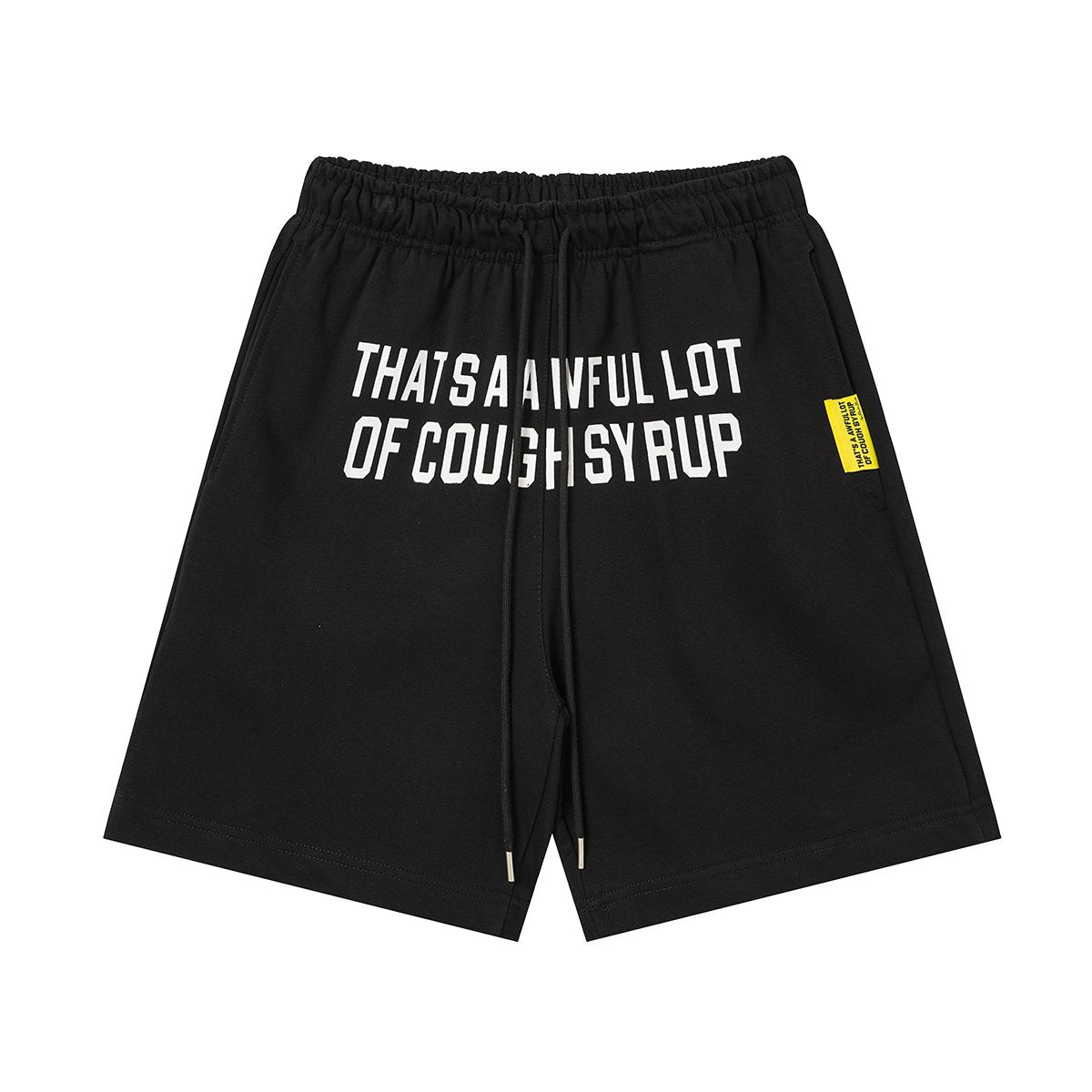 THAT'S A AWFUL LOT OF COUGH SYRUP Black Graphic Shorts ¡ª front