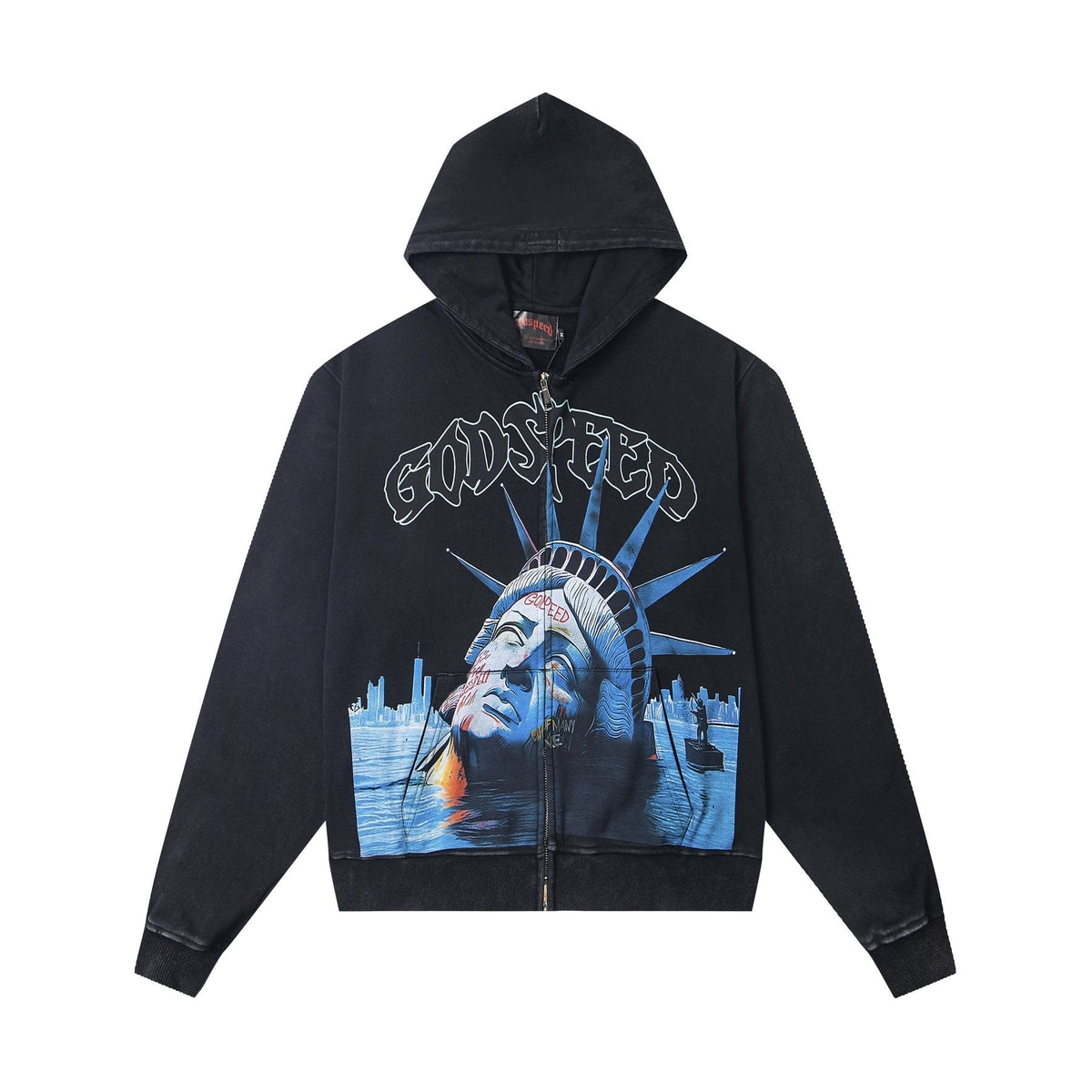 Godspeed Statue of Liberty Sun-Eye Zip Hoodie ¡ª front